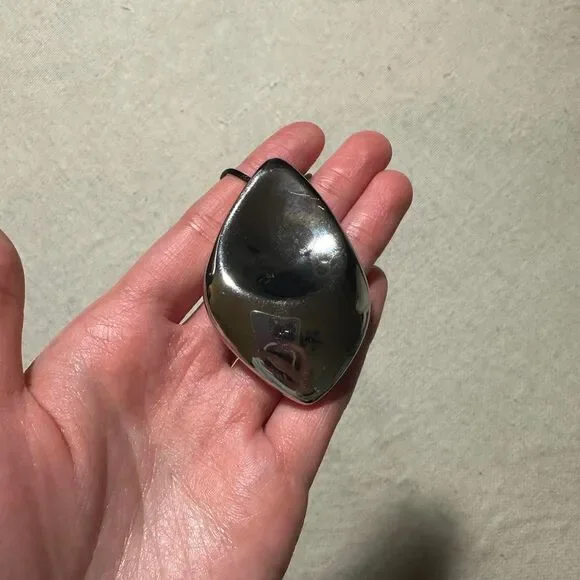 NWT Banana Republic Jewelry Chunky Silver Pendant Necklace with Black Cord - Picture 4 of 7